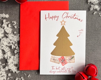 Personalised Christmas Scratch Reveal Card – Surprise Gift, Pregnancy Announcement, surprise trip