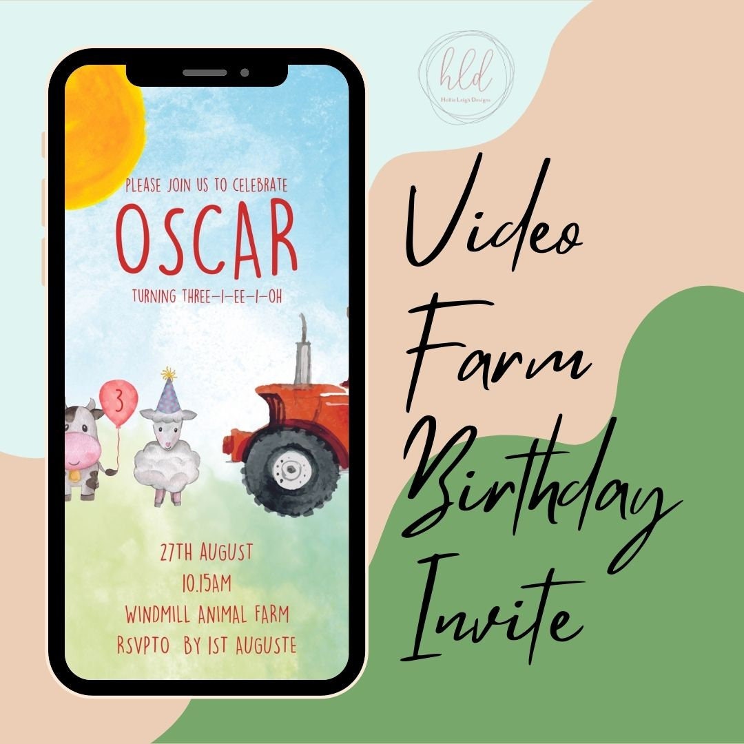 Digital Birthday Video Invitation Farm Party Video Invitation Fast Delivery Etsy