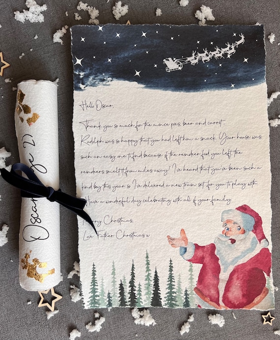 Personalised Christmas morning Letter from Santa – Father Christmas Scroll, Magical Kids Xmas Keepsake