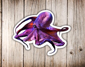 Purple Octopus Sticker | Octopus Sticker | Octopus | Glossy Waterproof Sticker | Hand Drawn Sticker | Ocean Life Sticker