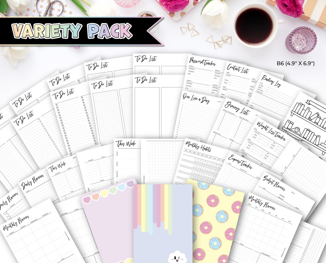 B6 Printable Planner Variety Bundle + Bonus Cover Pages | Minimal ...