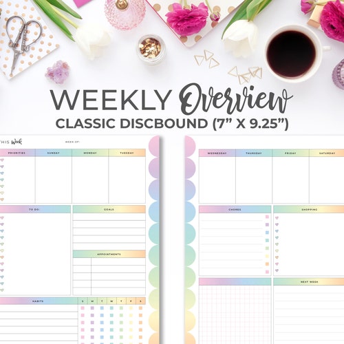 Week on 2 Pages Horizontal Classic Happy Planner Insert | Etsy