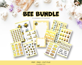 Printable Planner Sticker Bundle Bee Themed | Planner Stickers, Planner Tabs & Memo Pads