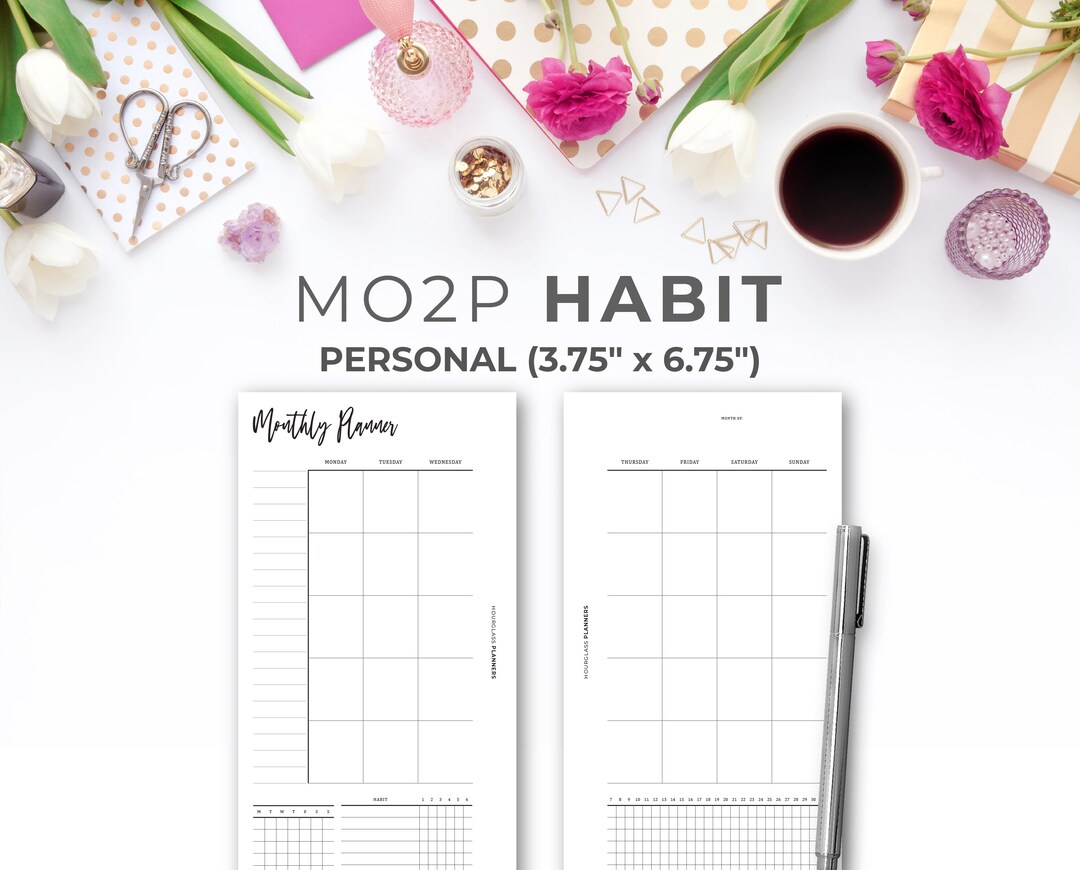 Month on Two Pages With Habit Tracker Personal Size Insert Printable ...