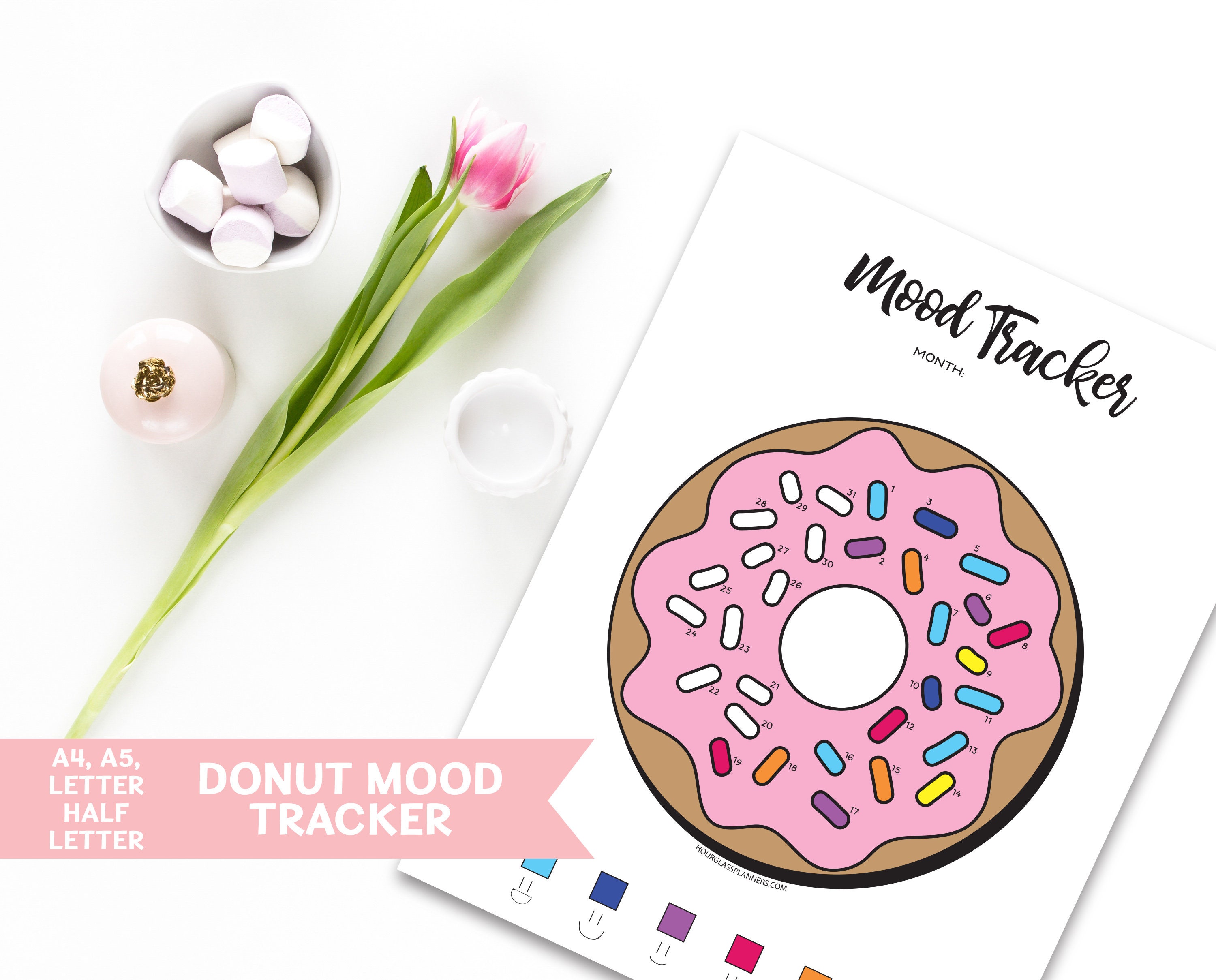 Mood Tracker Donut Mood Tracker Printable Planner Themed | Etsy