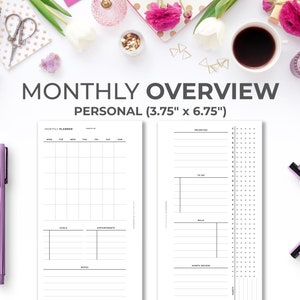Minimalist Monthly Planner Insert: Personal Size (PDF Pattern)