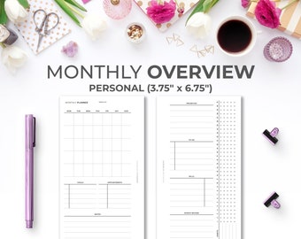 Minimalist Monthly Planner Insert: Personal Size