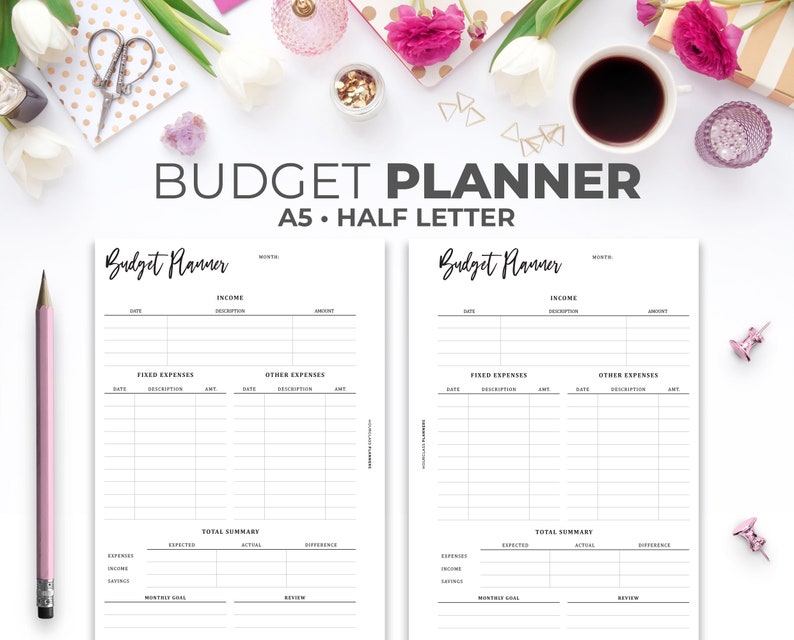 Printable Budget Planner Insert for A5 & Half Letter Size Etsy Canada
