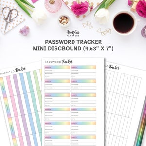 Inserto de seguimiento de contraseñas en tonos pastel: Mini planificador feliz (descarga digital)