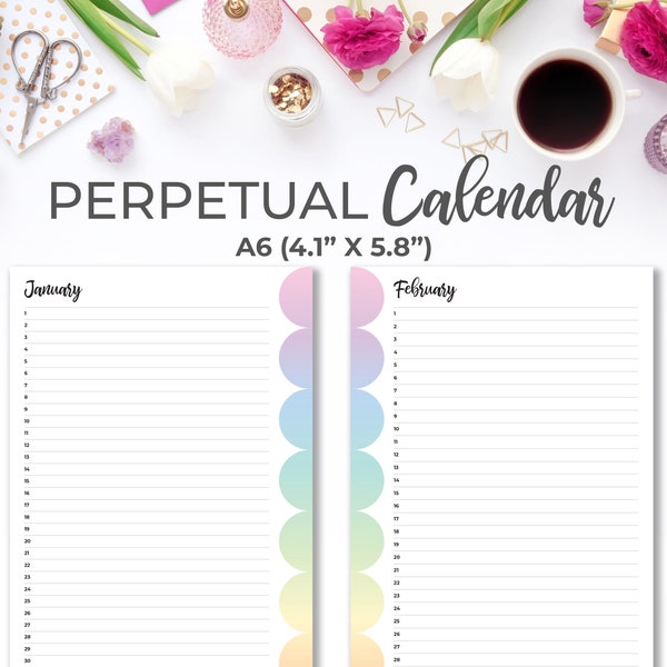 Continuous Monthly Calendar - Etsy Australia