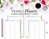 Rainbow Yearly Planner Inserts: Classic Discbound (7" x 9.25") (Digital Download)