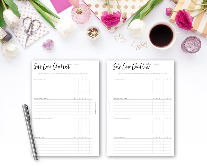 B6 Self Care Planner Inserts Printable Minimal Wellness Etsy