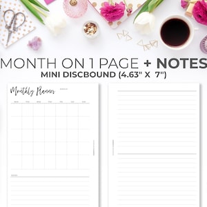 Mini Happy Planner Insert: Undated Monthly Calendar + Notes (Digital Download)