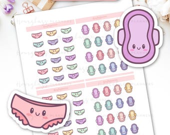 Kawaii Period Planner Stickers | Cute Menstrual Tracker (Digital Download)