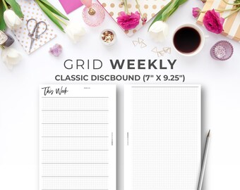 Weekly Planner with Grid for Classic Happy Planner Size  | Grid Weekly with 5 mm Square Grid