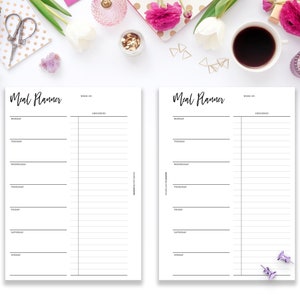 Meal Planner B6 Insert | Printable Minimal Weekly Menu Planner With ...