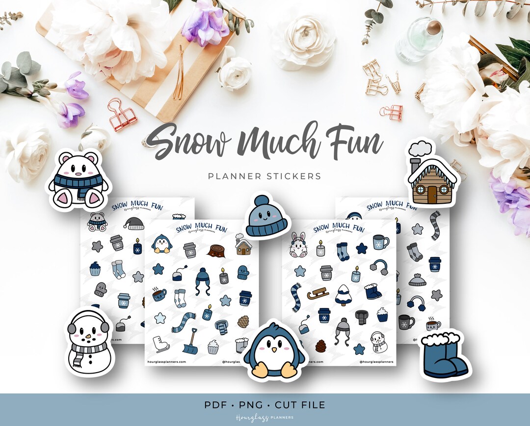 Kawaii Winter Theme Printable Planner Stickers Seasonal Cute Kawaii