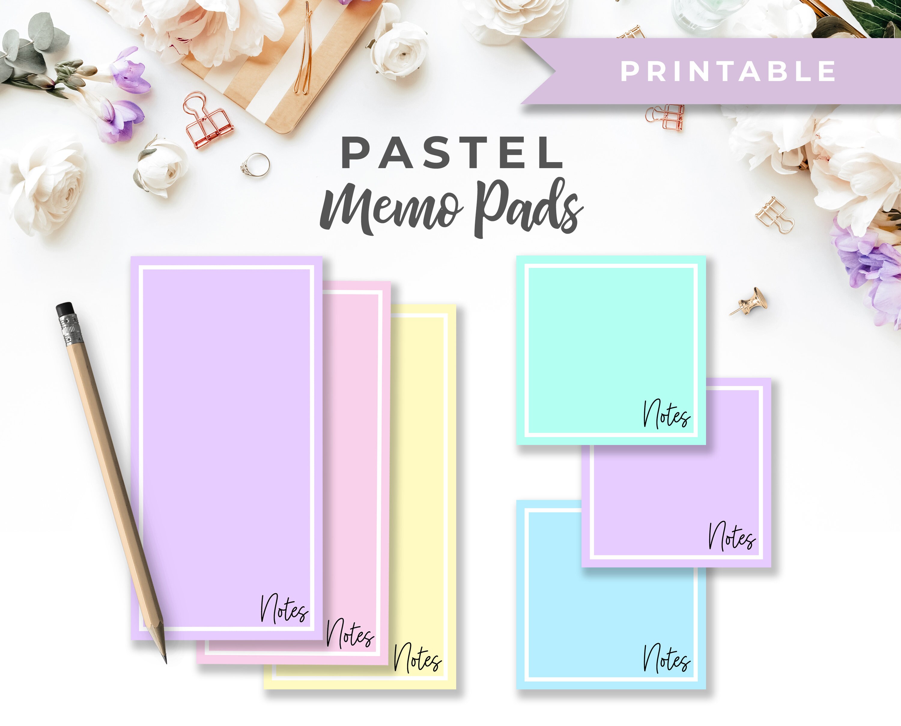 Printable Pastel Memo Pads Printable 3 x 3 & Etsy