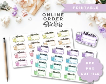 Printable Online Order Tracker Stickers in Rainbow Colors