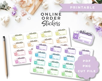 Printable Online Order Tracker Stickers in Rainbow Colors