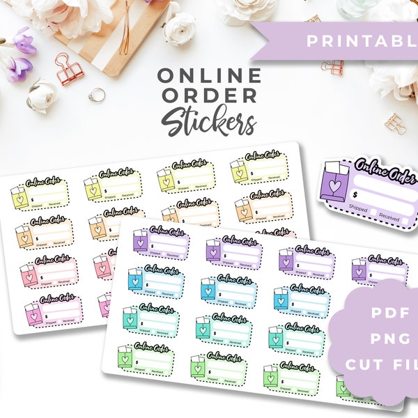 Printable Online Order Tracker Stickers in Rainbow Colors