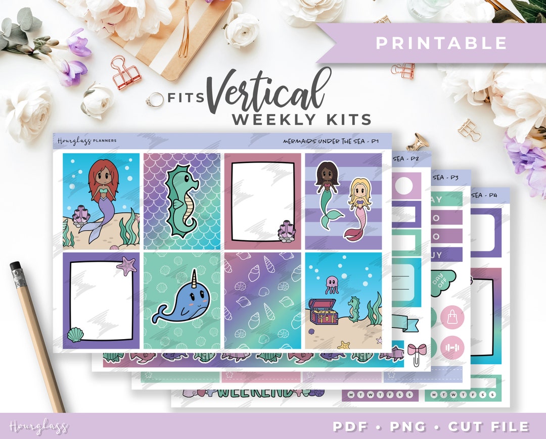 Mermaid Under the Sea Vertical Weekly Planner Sticker Kit - Etsy