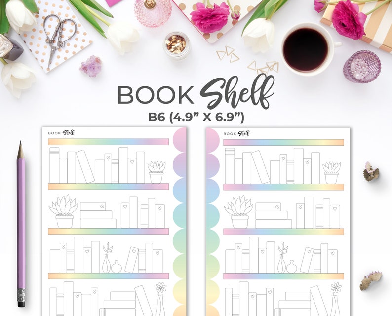 Book Shelf Reading Tracker B6 Insert Rainbow Printable Books Etsy Canada