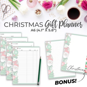Weihnachtsgeschenk Planer A6 Printable Inserts | Weihnachtsgeschenk & Wish List Tracker Planner Bundle