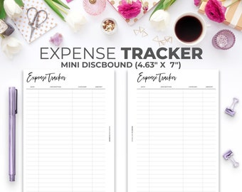 Expense Tracker Inserts for Mini Happy Planner | Minimal Printable Monthly Expense Tracker Planner Pages Mini Discbound 4.63" X 7"