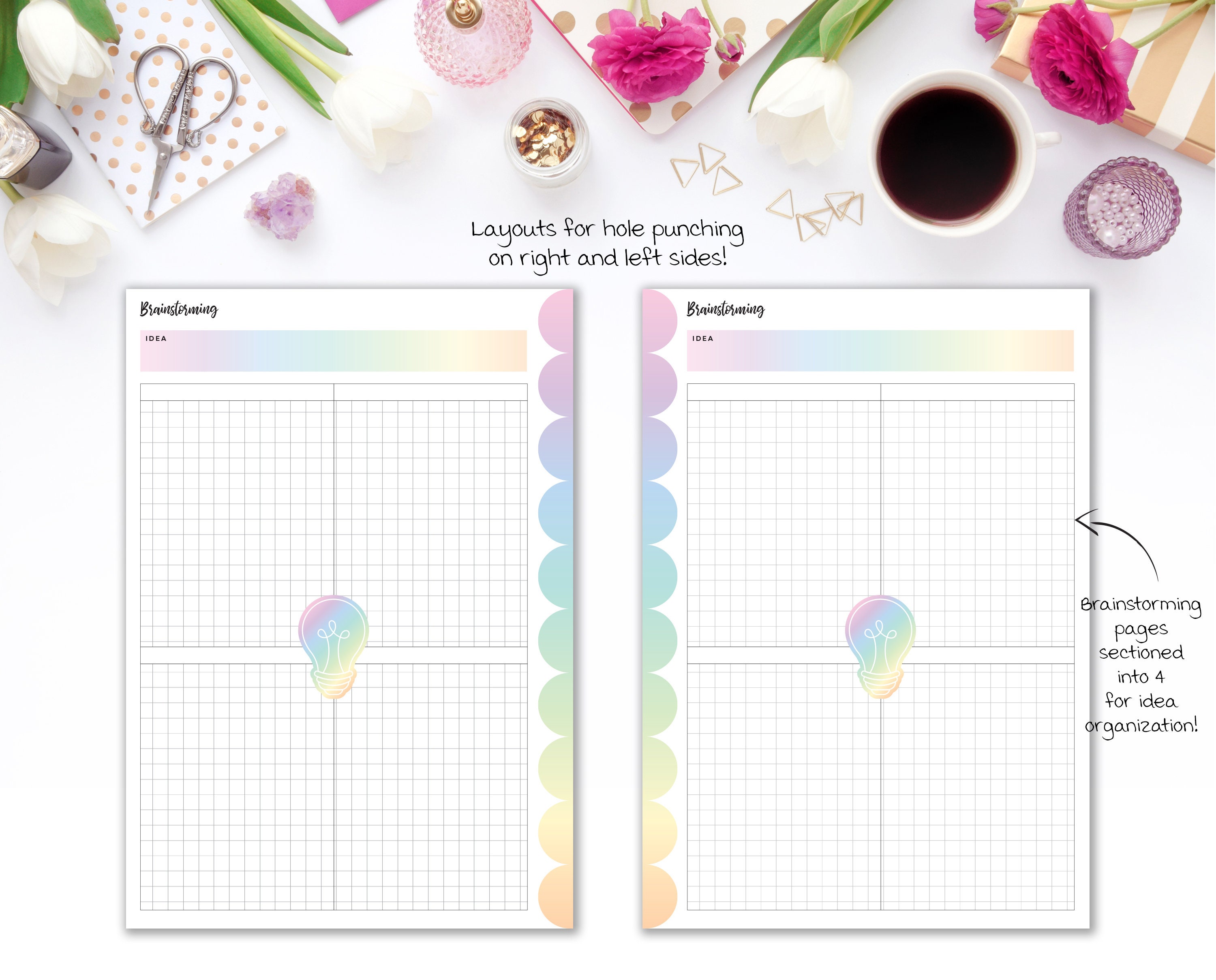 Productivity Planner Bundle Inserts A5 & Half Letter | Rainbow Project ...