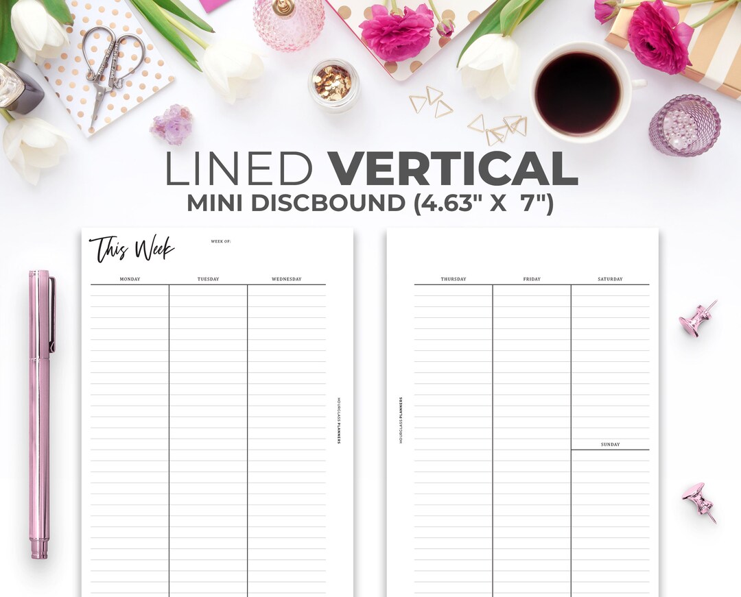 Mini Happy Planner Insert: Lined Vertical Week on Two Pages (digital ...