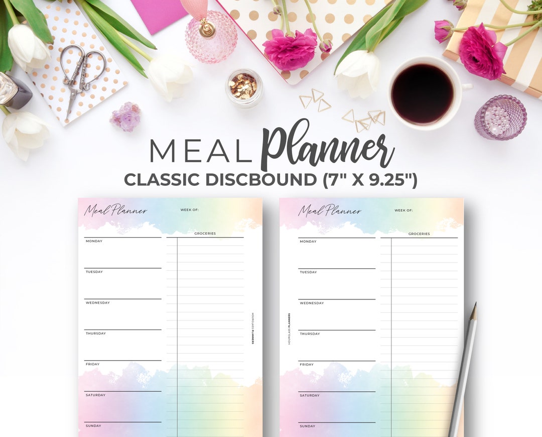 Printable Meal Planner Inserts for Classic Happy Planner | Rainbow ...
