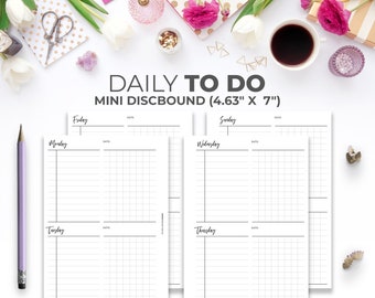 Two Days on a Page Daily To Do Planner Insert for Mini Happy Planner | Minimal Daily Agenda To Do Planner 2 Days Per Page