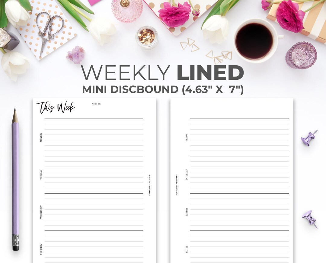 Week on 2 Pages Horizontal Mini Happy Planner Insert | Printable ...