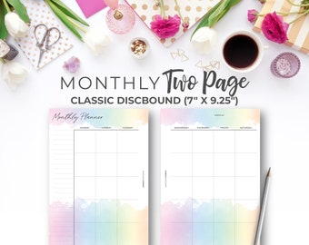 Rainbow Monthly Planner Insert: Classic Happy Planner (7" x 9.25") (Digital Download)