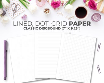 Dot Grid Lined Paper Inserts For Classic Happy Planner | Printable Writing & Lecture Note Taking Blank Paper Printable Pages