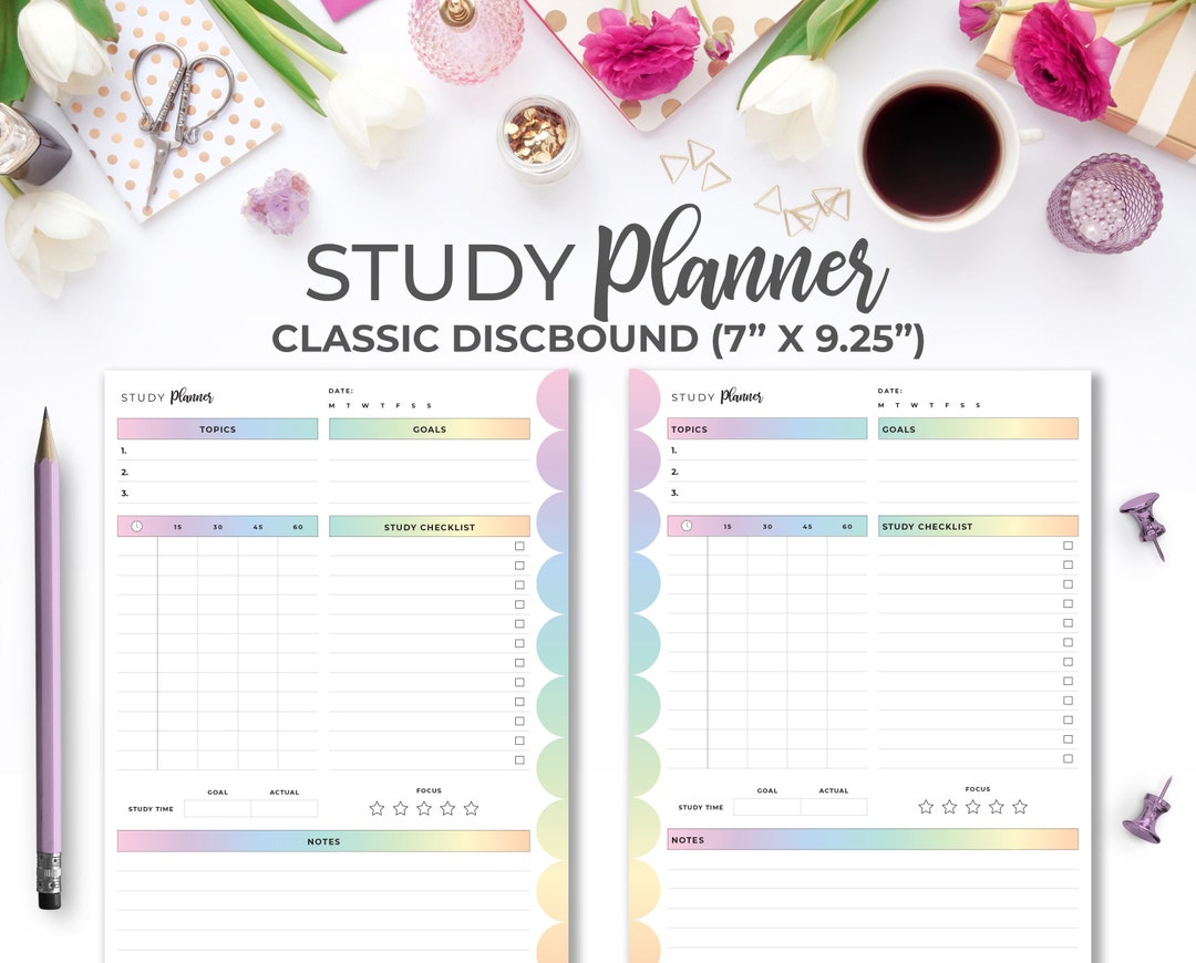 Study Planner Insert for Classic Happy Planner | Printable Rainbow ...