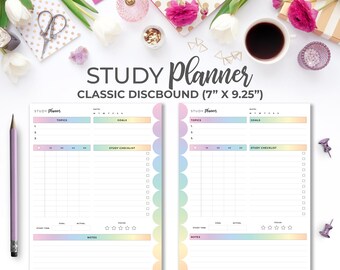Rainbow Study Planner Insert: Classic Discbound (7" x 9.25") (Digital Download)
