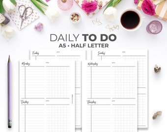 Daily To Do Planner Insert: Minimal A5, Half Letter