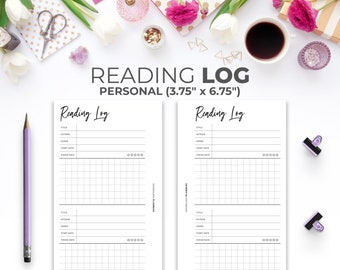 Reading Log Printable Personal Insert | Minimal Book Tracker & Review Planner Pages