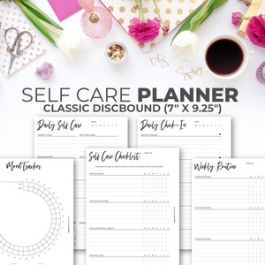 Self Care Planner for Clasic Happy Planner Size | Printable Minimal Wellness Inserts
