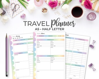 Rainbow Travel Planner Inserts: A5 & Half Letter (Printable PDF)