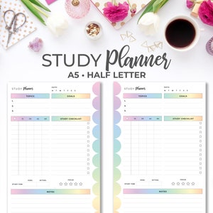 Rainbow Lernplaner-Einsatz: A5 & Half Letter (druckbare PDF)