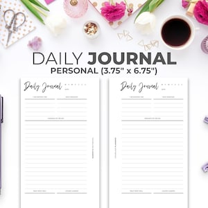 Daily Journal Personal Size Insert | Printable Minimal Daily Diary Planner Pages