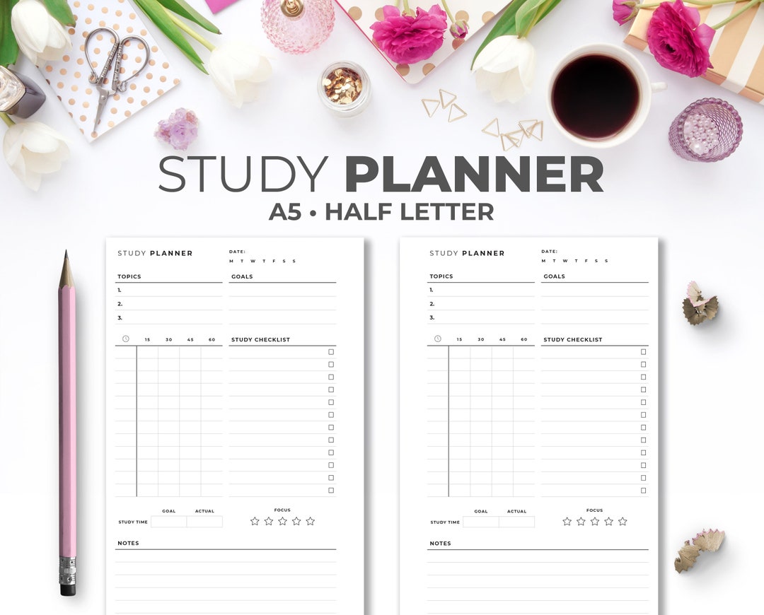 Printable Study Planner Insert: Minimalist A5 & Half Letter (digital ...