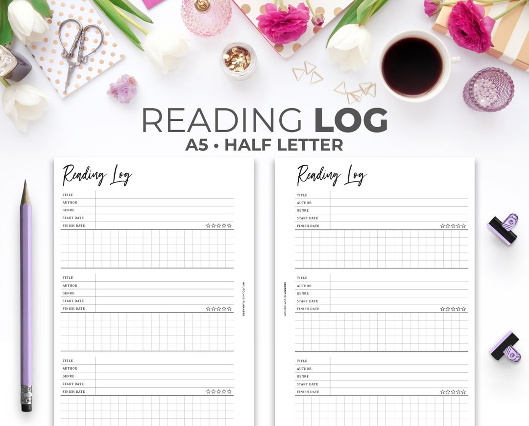 Reading Log Printable Insert A5, Half Letter | Minimal Book Tracker ...