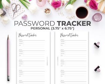 Passwort Tracker Personal Insert | Minimal druckbare Passwort Log Planner Seiten