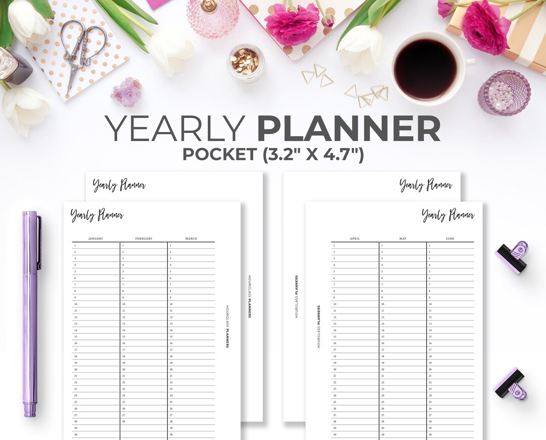 Yearly Planner Pocket Size Inserts Minimal Printable Undated Etsy