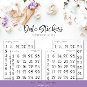 Afdrukbare datumnummerplannerstickers - klein (A01S)