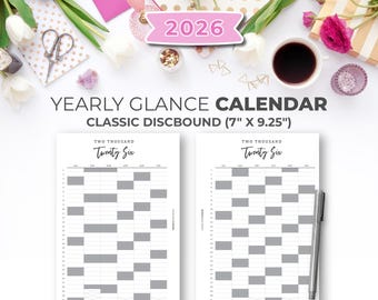 2026 Yearly Glance Planner Insert: Classic Happy Planner (Printable PDF Pages)